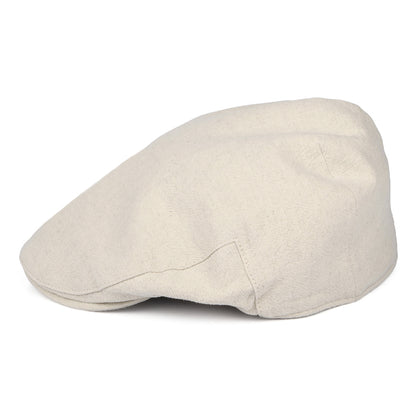 Christys Hats Skye Balmoral Heavy Linen-Cotton Flat Cap - Cream