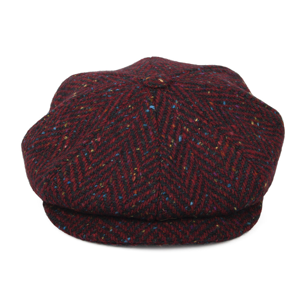 City Sport Donegal Tweed Herringbone Newsboy Cap - Dark Red