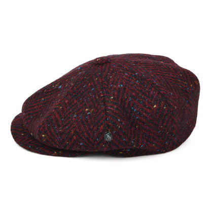 City Sport Donegal Tweed Herringbone Newsboy Cap - Dark Red