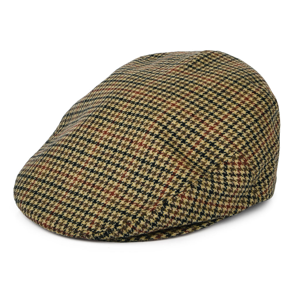 City Sport Wool-Cashmere Houndstooth Flat Cap - Camel-Multi