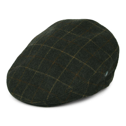 City Sport Loden Wool Windowpane Flat Cap - Moss