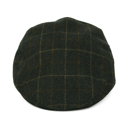 City Sport Loden Wool Windowpane Flat Cap - Moss