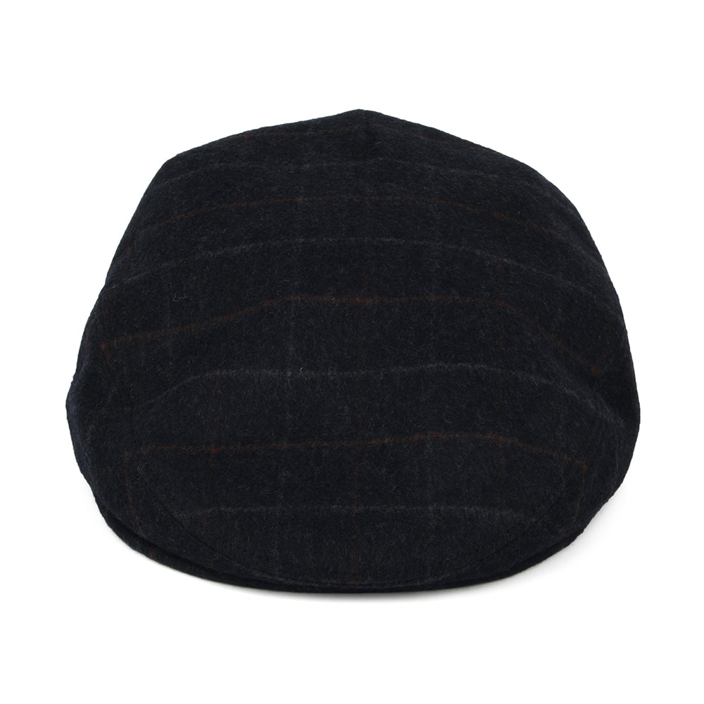 City Sport Loden Wool Windowpane Flat Cap - Navy Blue