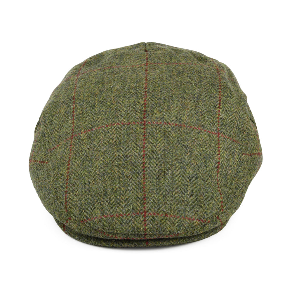 Failsworth Hats Windowpane Herringbone Waterproof Flat Cap - Moss-Tan