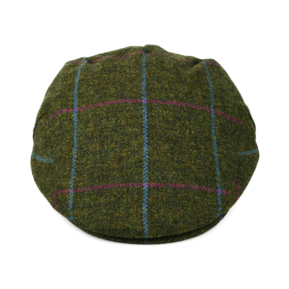 Failsworth Hats Windowpane Waterproof Flat Cap - Olive-Purple-Blue