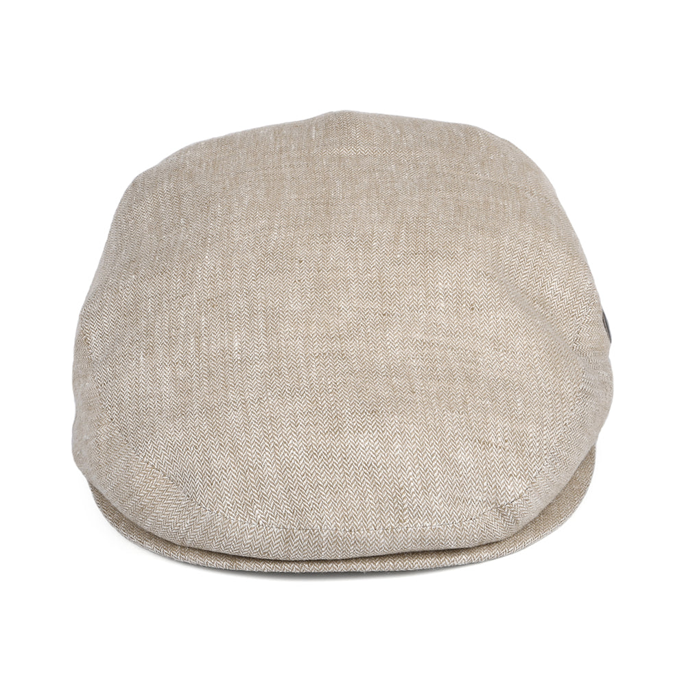 City Sport Micro-Herringbone Linen Flat Cap - Oatmeal