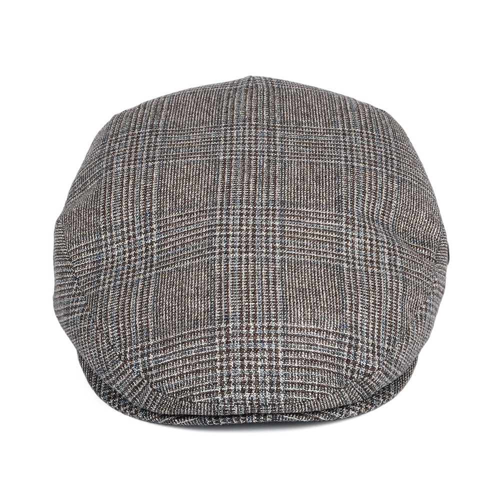 City Sport Prince Of Wales Check Silk-Wool Flat Cap - Brown-Blue