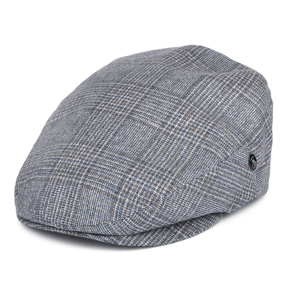 City Sport Prince Of Wales Check Silk-Wool Flat Cap - Blue-Brown