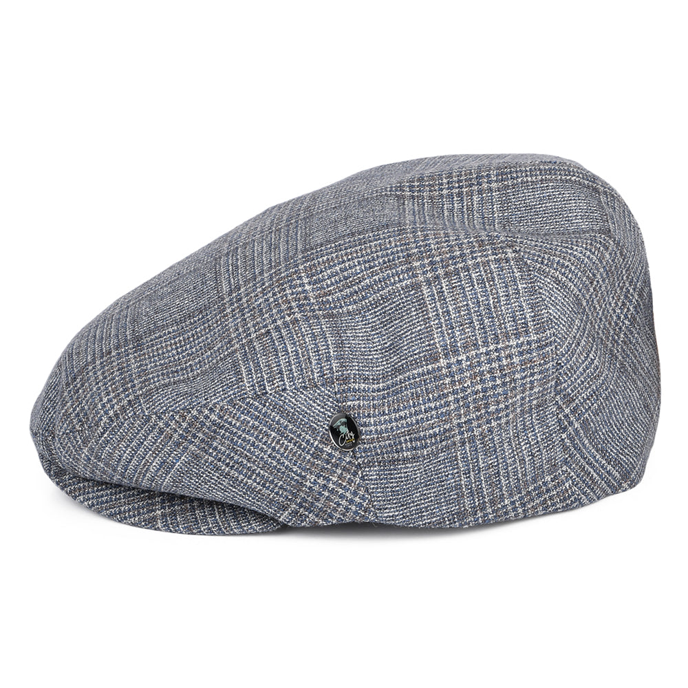 City Sport Prince Of Wales Check Silk-Wool Flat Cap - Blue-Brown