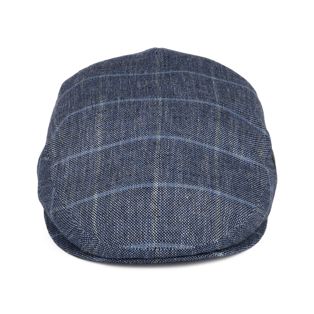 City Sport Windowpane Cotton Blend Flat Cap - Navy-Blue