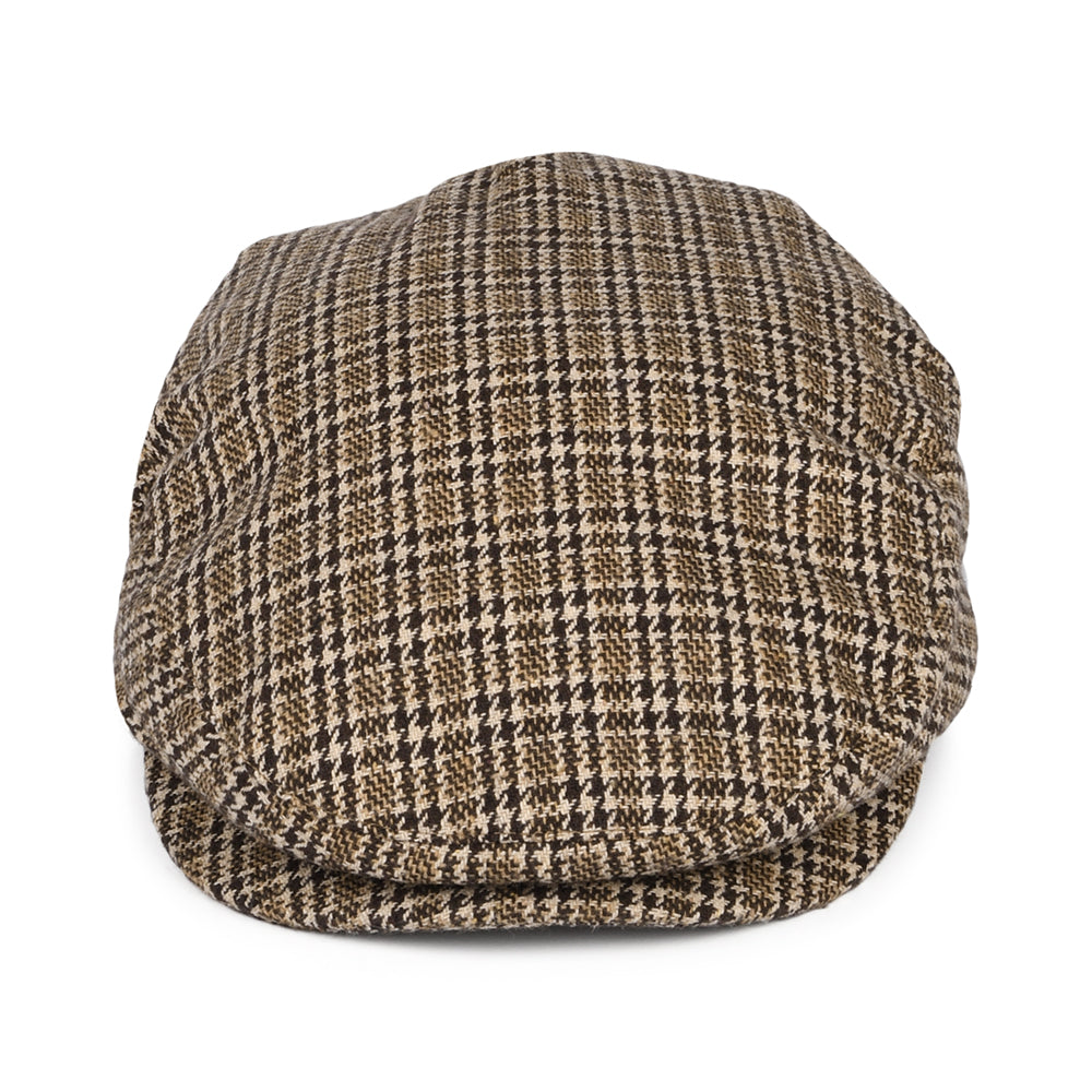 Brixton Hats Hooligan Houndstooth Flat Cap - Dark Brown-Sand