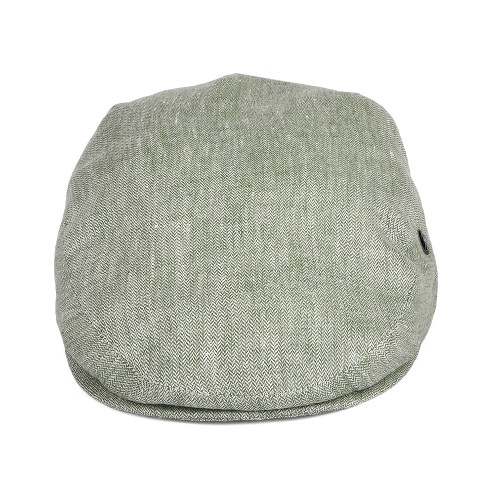 City Sport Micro-Herringbone Linen Flat Cap - Sage