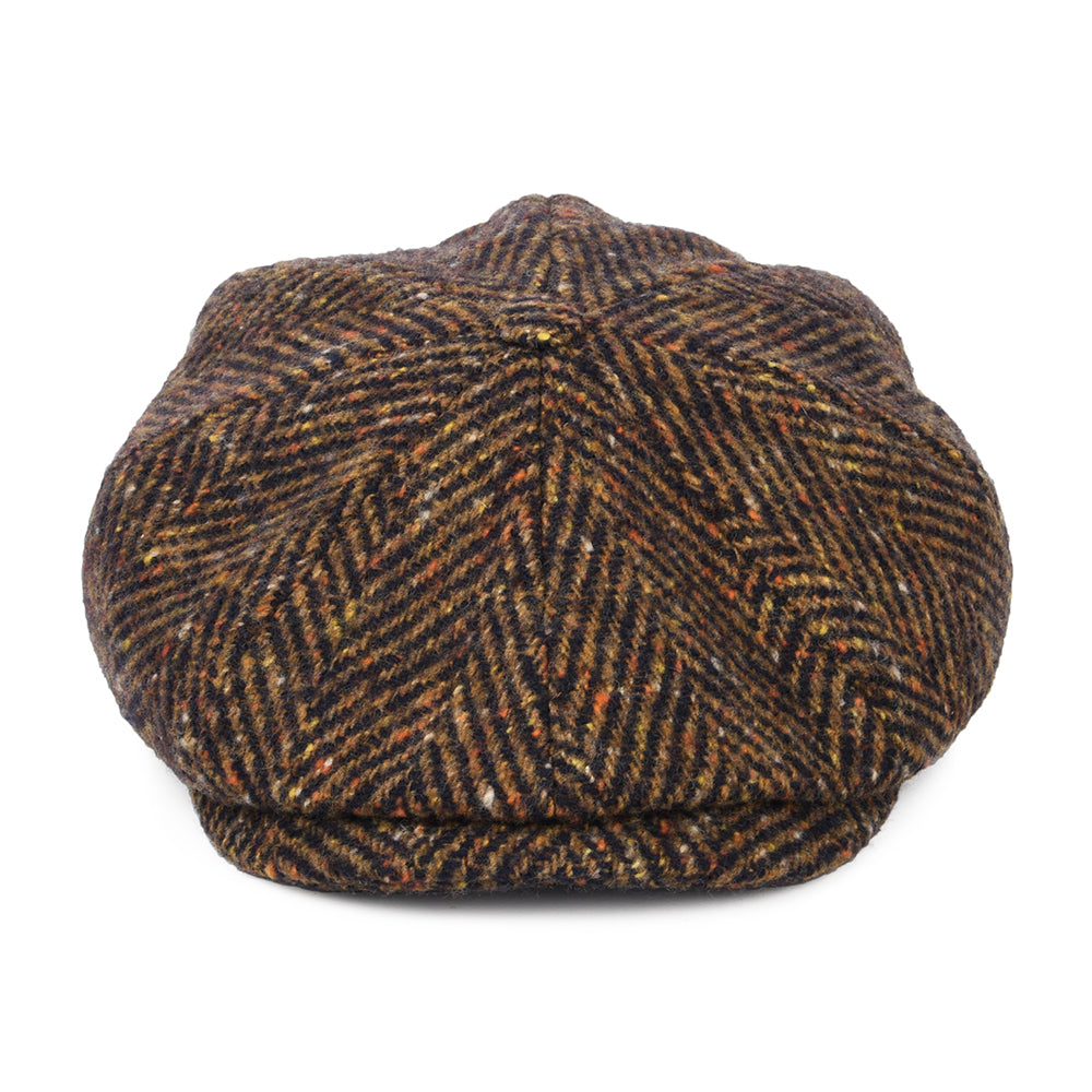 Stetson Hats Hatteras Herringbone Virgin Wool Newsboy Cap - Navy-Cognac