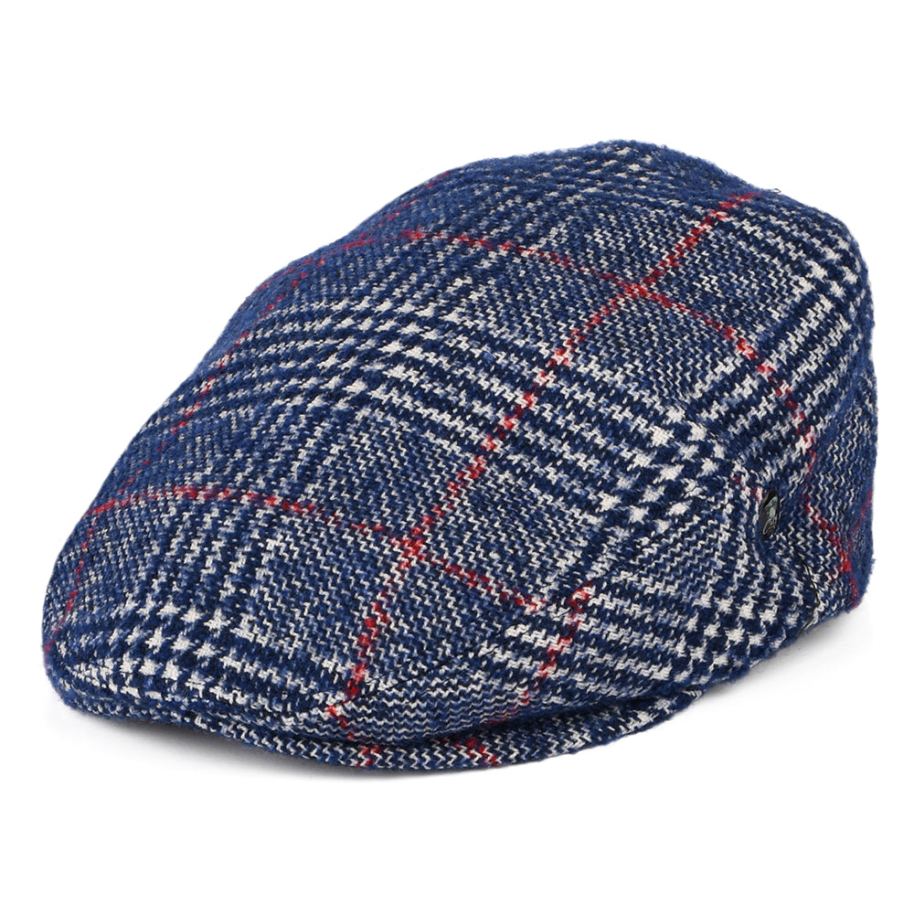 City Sport Virgin Wool Prince Of Wales Check Flat Cap - Blue – Village Hats