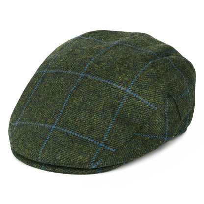 Failsworth Hats Windowpane Waterproof Flat Cap - Olive-Blue