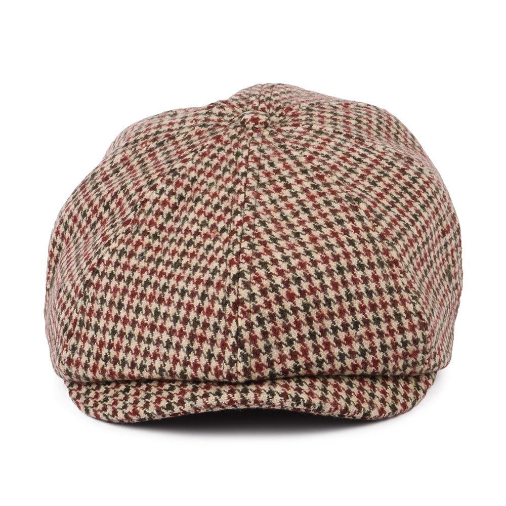 Brixton Hats Brood Houndstooth Lightweight Newsboy Cap - Cranberry-Camel