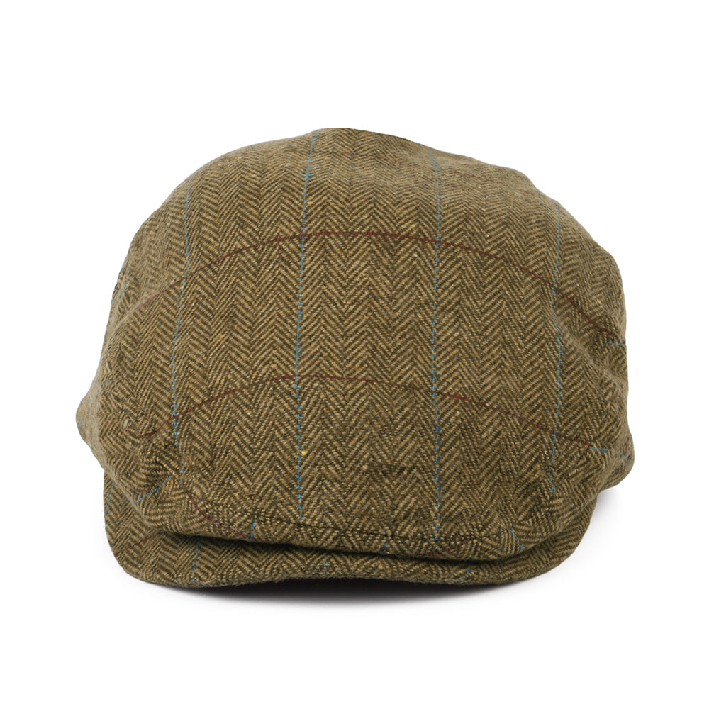 Brixton Hats Hooligan Windowpane Herringbone Lightweight Flat Cap - Brown-Light Brown