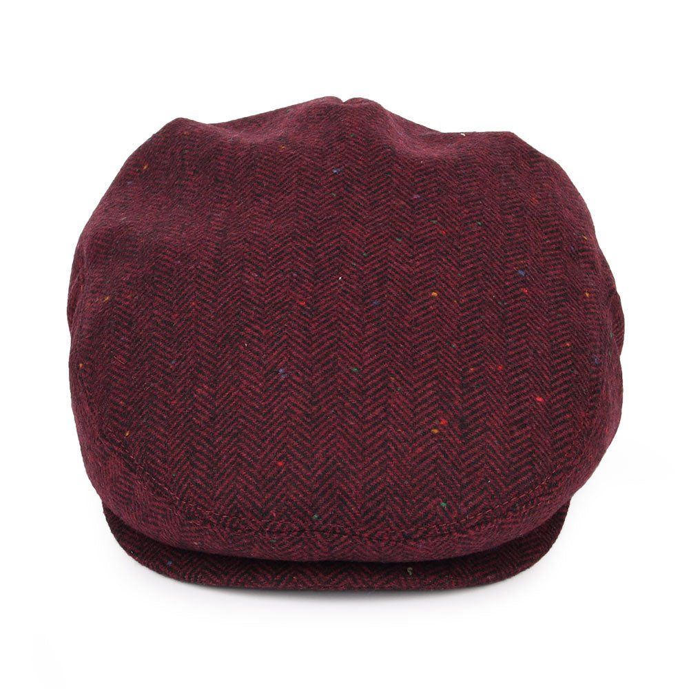 Jaxon & James Hillcrest Herringbone Flat Cap - Burgundy-Black