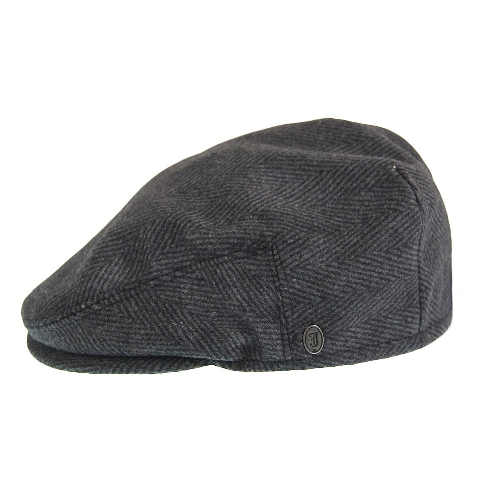 Jaxon & James Herringbone Flat Cap - Charcoal