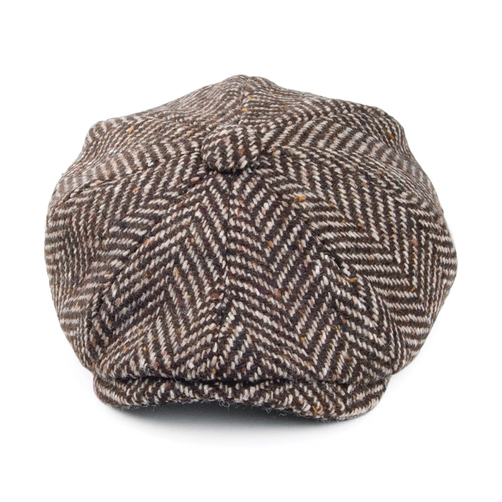 Olney Hats Chunky Herringbone Newsboy Cap - Brown