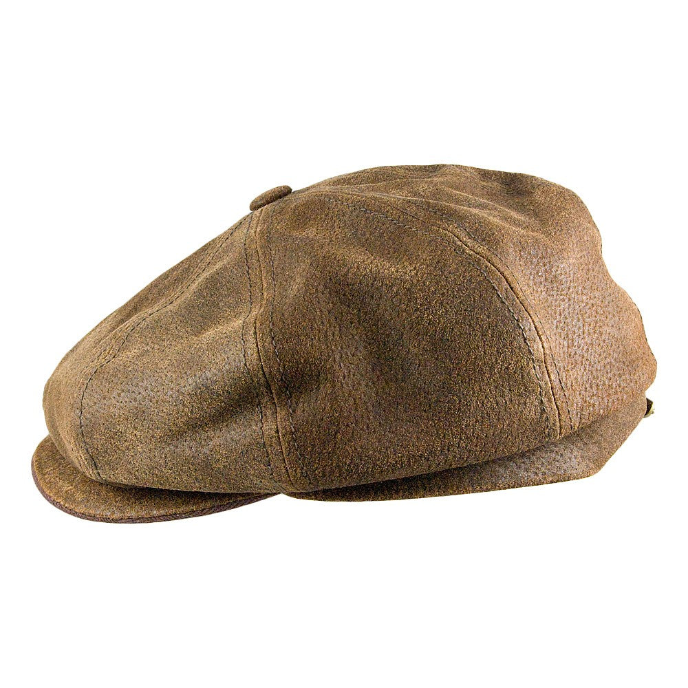 Stetson Hats Burney Leather Newsboy Cap - Brown