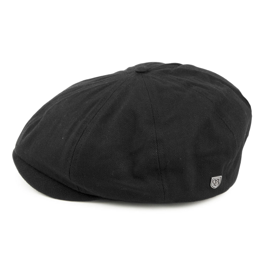 Brixton Hats Brood Herringbone Cotton Newsboy Cap - Black