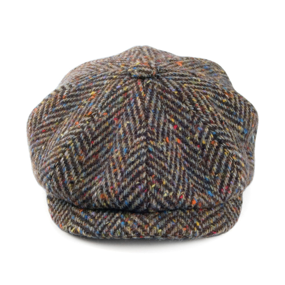 City Sport Donegal Tweed Herringbone Newsboy Cap - Brown-Tan