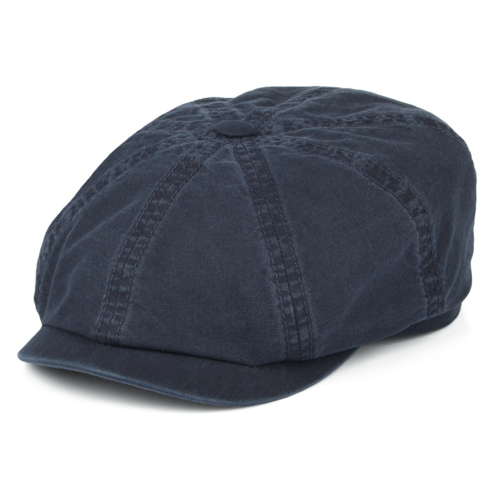 Stetson Hats Hatteras Washed Organic Cotton Newsboy Cap - Navy Blue ...