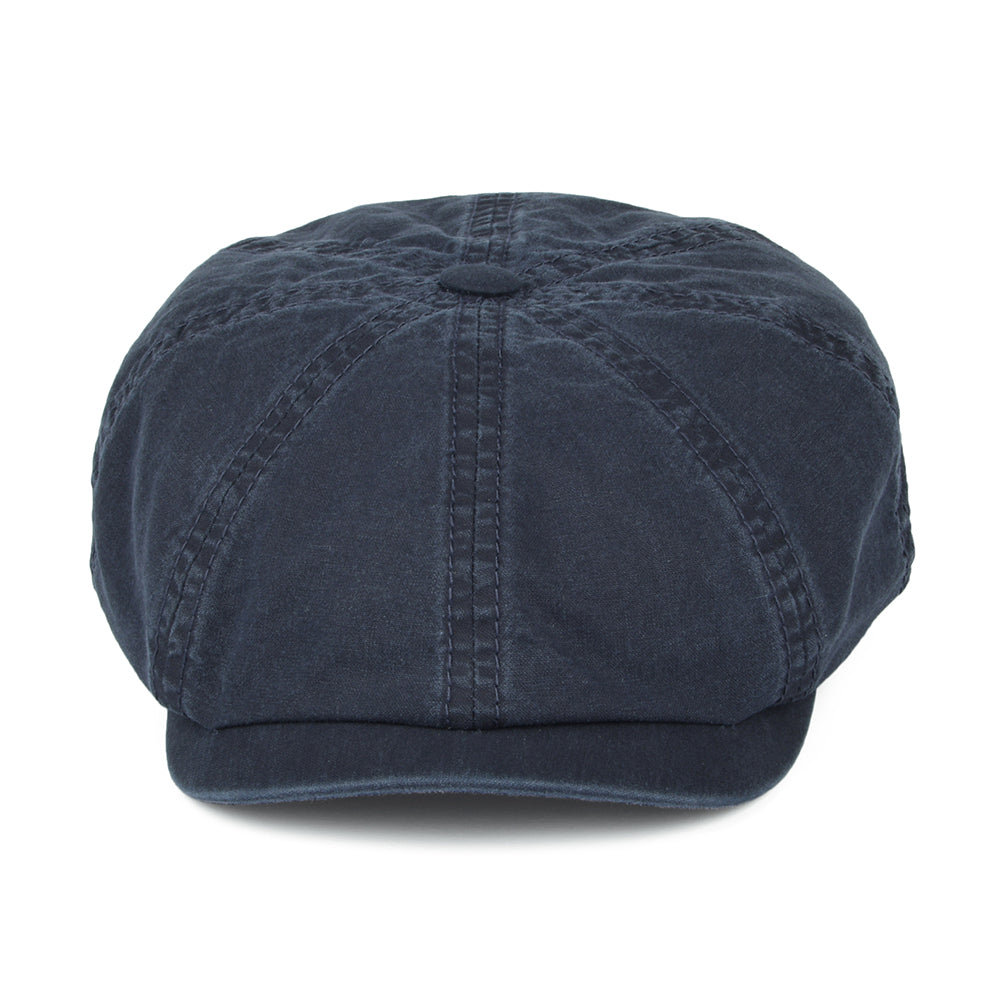 Stetson Hats Hatteras Washed Organic Cotton Newsboy Cap - Navy Blue