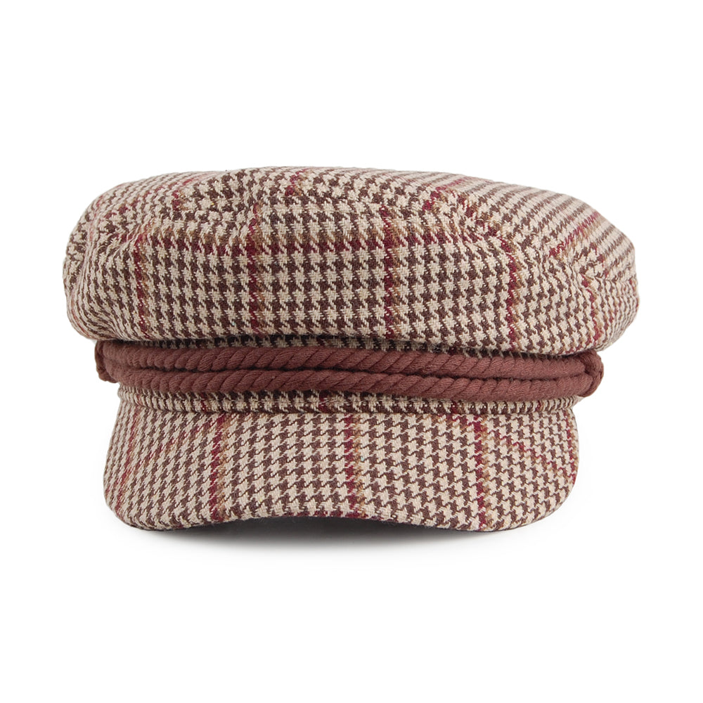 Brixton Hats Houndstooth Fiddler Cap - Khaki-Brown