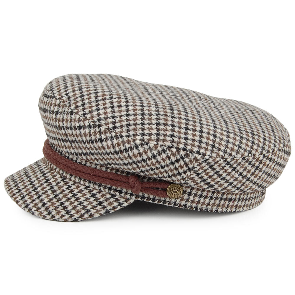 Brixton Hats Houndstooth Fiddler Cap - Brown-Cream