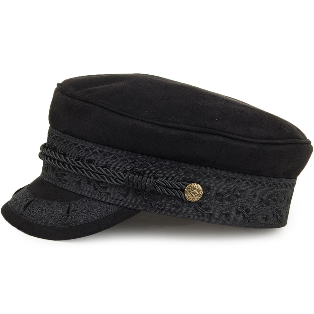 Brixton Hats Albany Faux Suede Fiddler Cap - Black