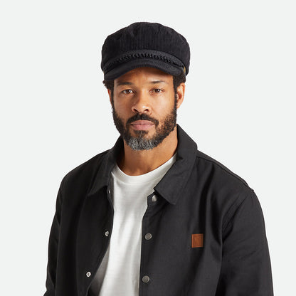 Brixton Hats Reserve Corduroy Fiddler Cap - Black