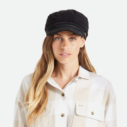 Brixton Hats Reserve Corduroy Fiddler Cap - Black