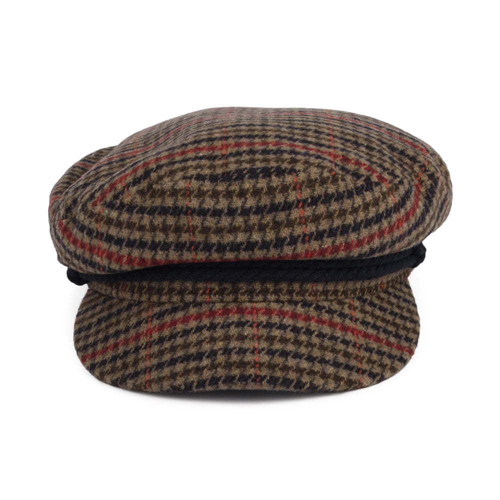 Brixton Hats Houndstooth Fiddler Cap - Light Brown-Navy