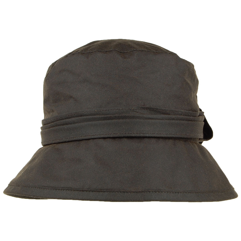 Failsworth Hats Wax Cotton Bucket Hat With Side Bow - Olive