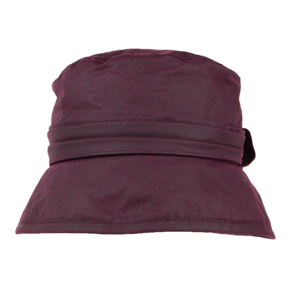 Failsworth Hats Wax Cotton Bucket Hat With Side Bow - Merlot