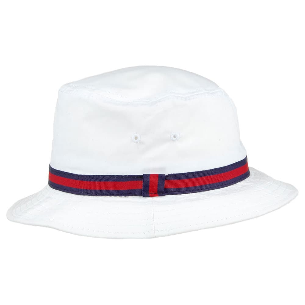 Dorfman Pacific Hats Striped Water Repellent Bucket Hat - White