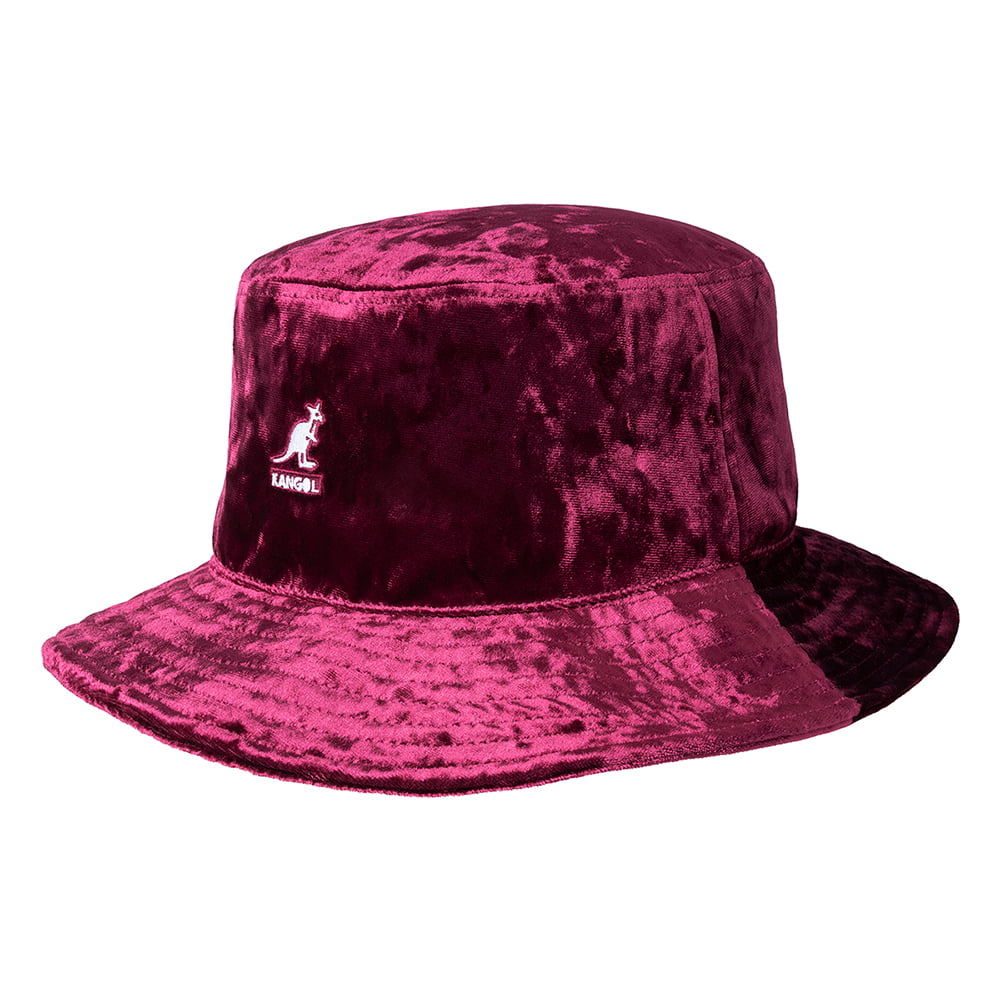 Kangol Crushed Velvet Rap Bucket Hat - Burgundy