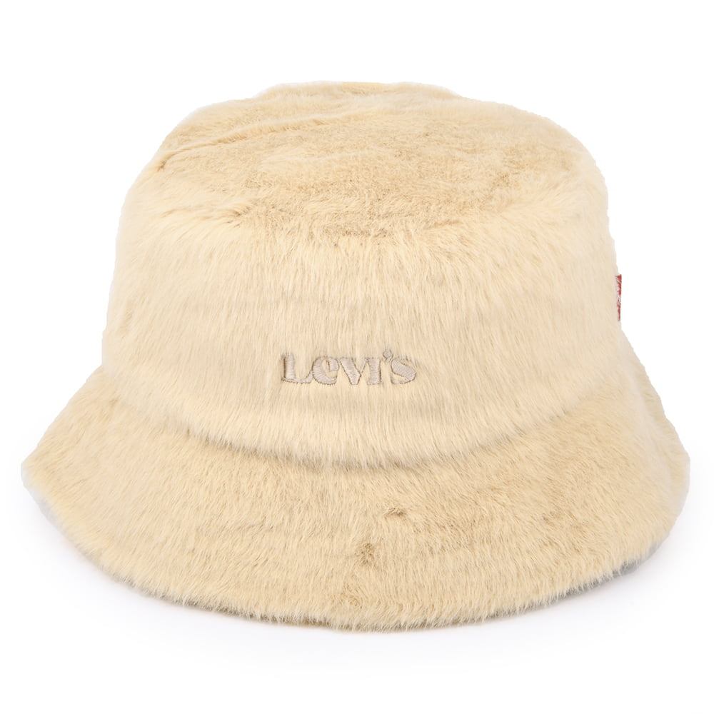 Levi's Hats Womens Cozy Faux Fur Bucket Hat - Cream