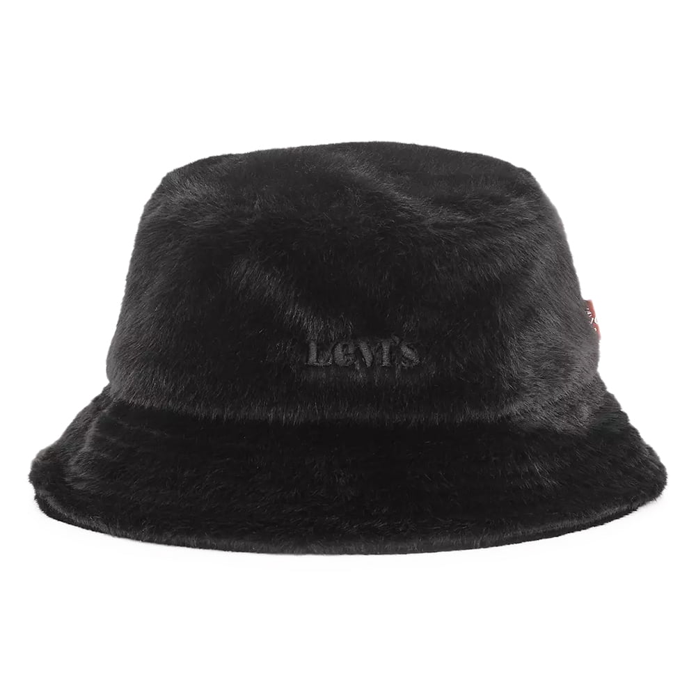 Levi's Hats Womens Cozy Faux Fur Bucket Hat - Black