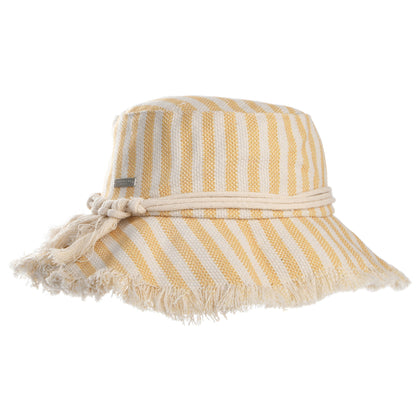 Seeberger Hats Striped Cotton Bucket Hat - Cream-Honey