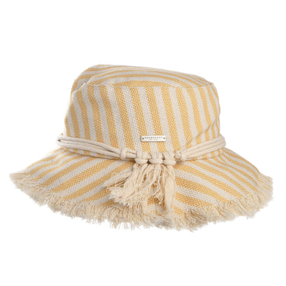 Seeberger Hats Striped Cotton Bucket Hat - Cream-Honey