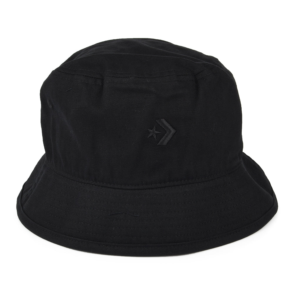 Converse Herringbone Cotton Twill Bucket Hat - Black