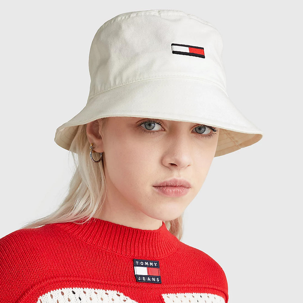 Tommy Hilfiger Hats TJW Flag Organic Cotton Bucket Hat - Ecru