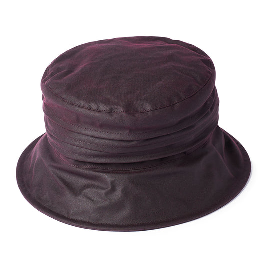 Failsworth Hats Womens British Waxed Cotton Rain Bucket Hat - Wine