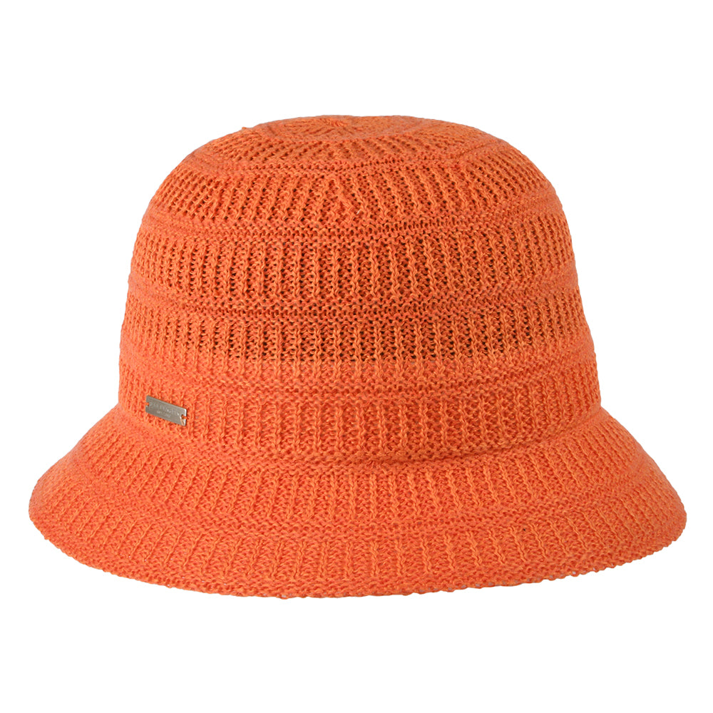 Seeberger Hats Knitted Linen Blend Bucket Hat - Orange