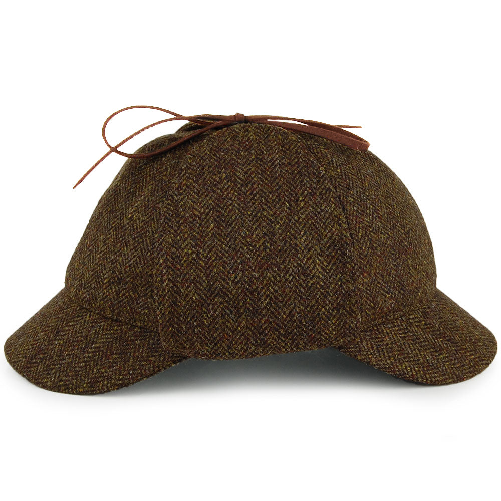 Christys Hats Herringbone Tweed Sherlock Holmes Deerstalker Hat - Olive