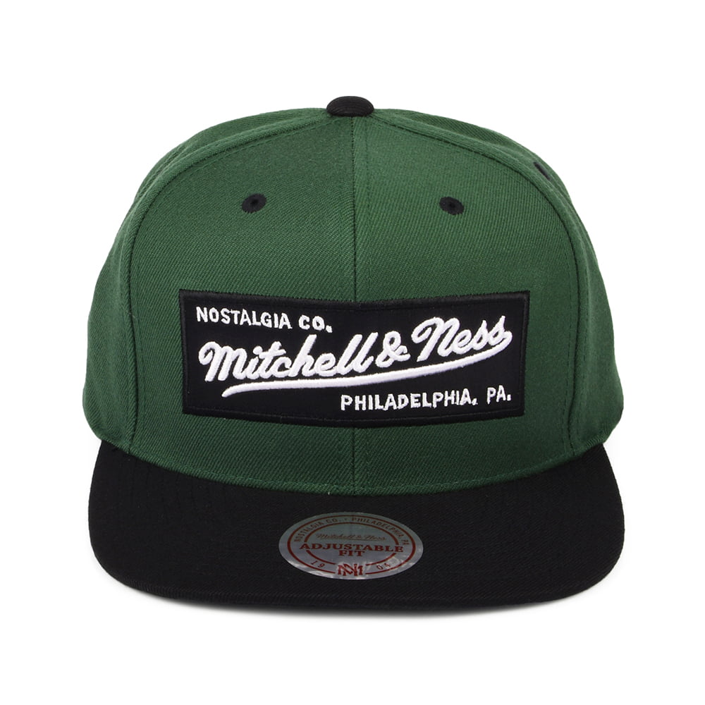 Mitchell & Ness Box Logo Snapback Cap - Olive-Black