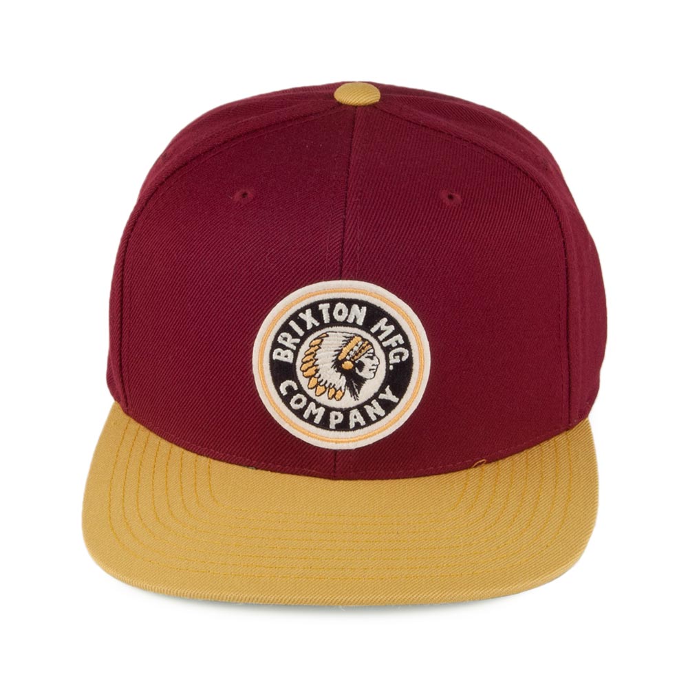 Brixton Hats Rival Snapback Cap - Burgundy-Yellow